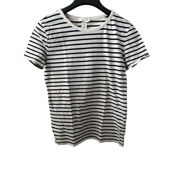 H&M Women's Medium Shirt White With Horizontal Black Stripes - Picture 1 of 3